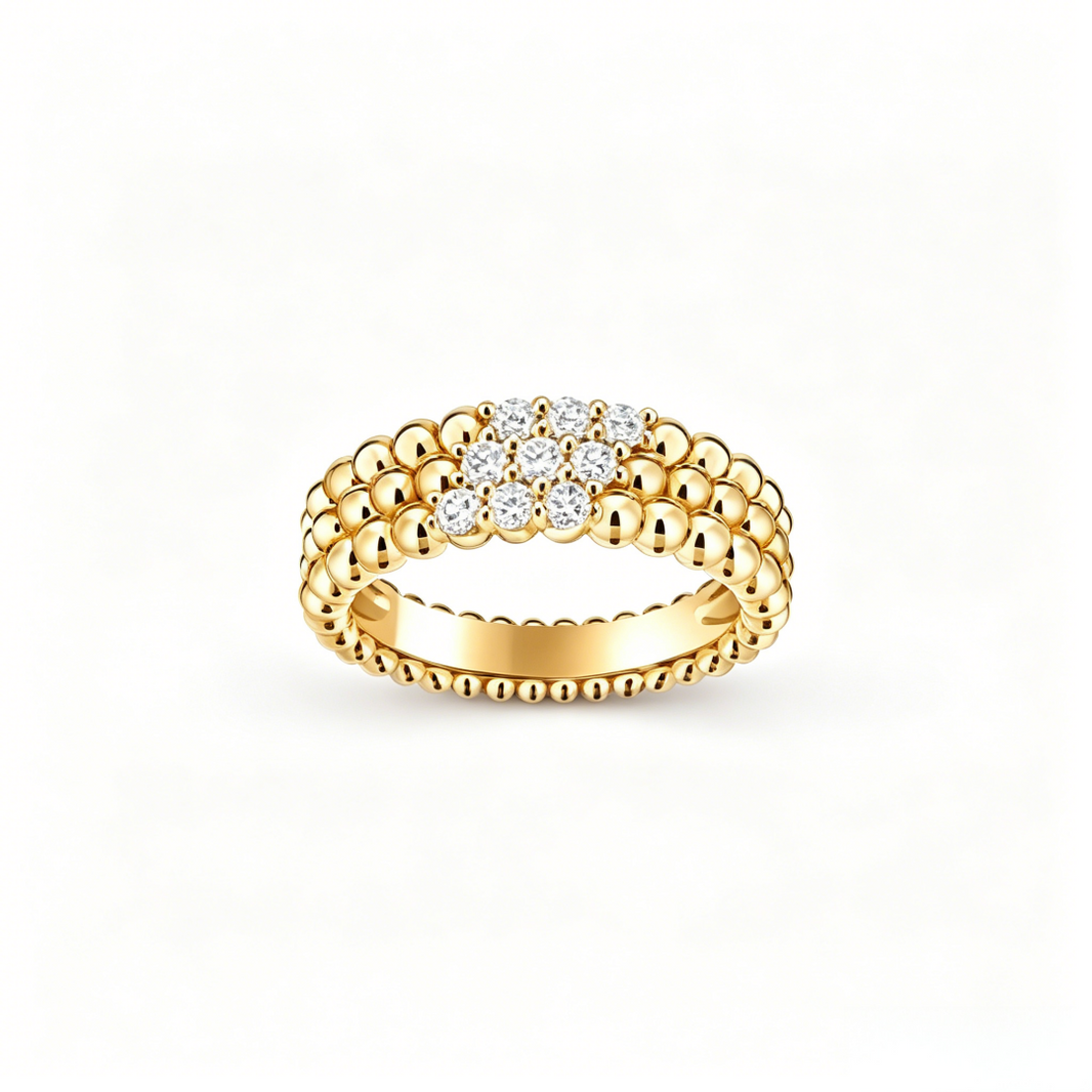 [LUCKY LOVE]Three-row diamond ring