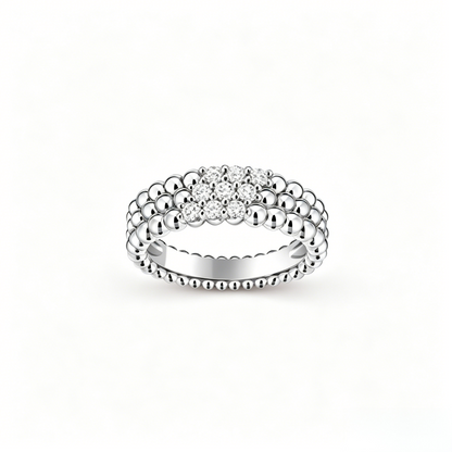 [LUCKY LOVE]Three-row diamond ring