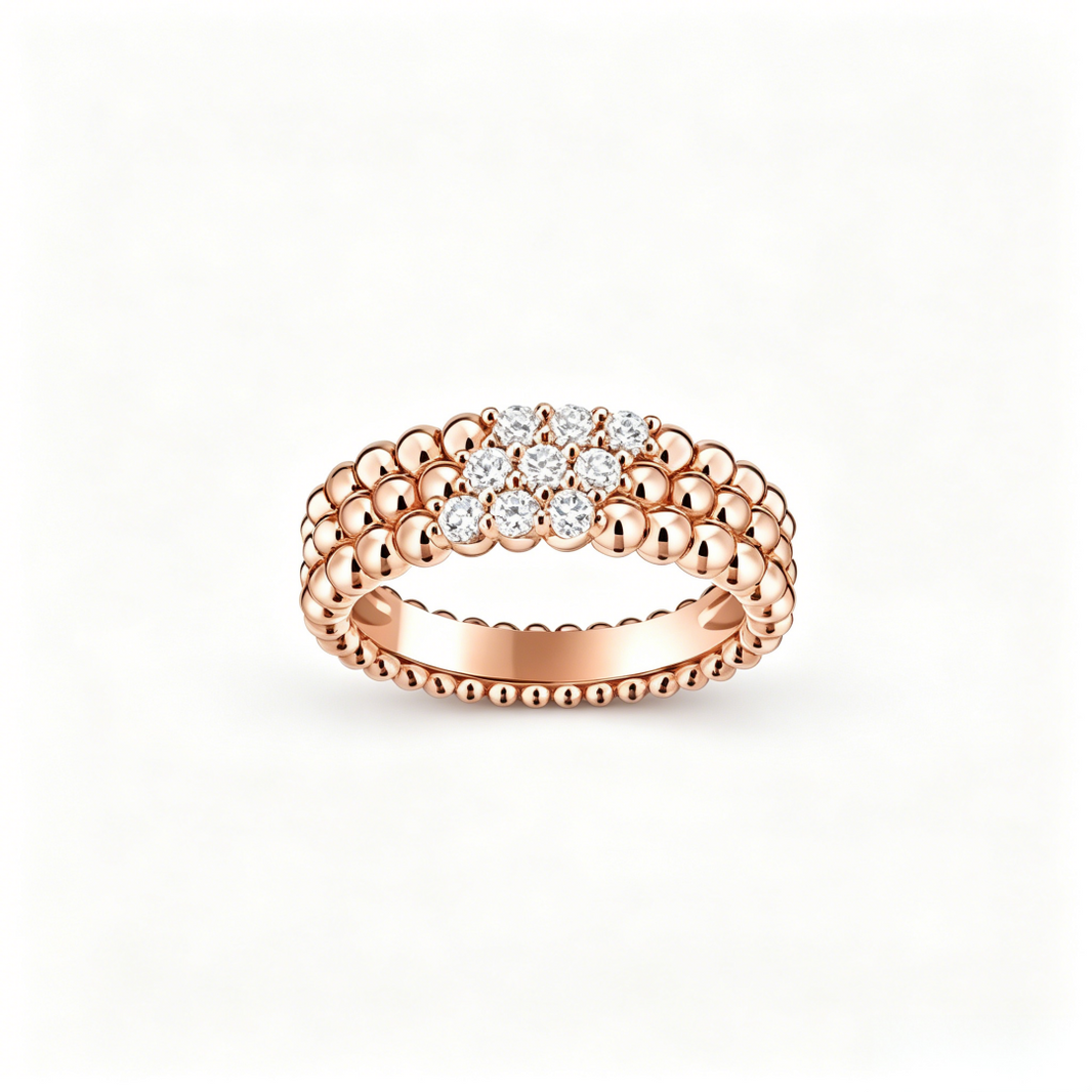 [LUCKY LOVE]Three-row diamond ring