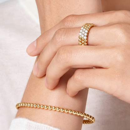 [LUCKY LOVE]Three-row diamond ring