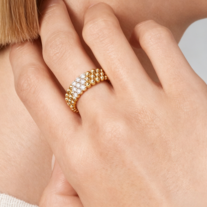 [LUCKY LOVE]Three-row diamond ring