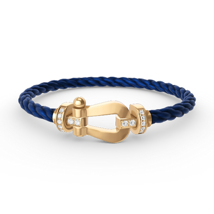 [LUCKY LOVE]FORCE LARGE HORSESHOE HALF DIAMOND BRACELET GOLD