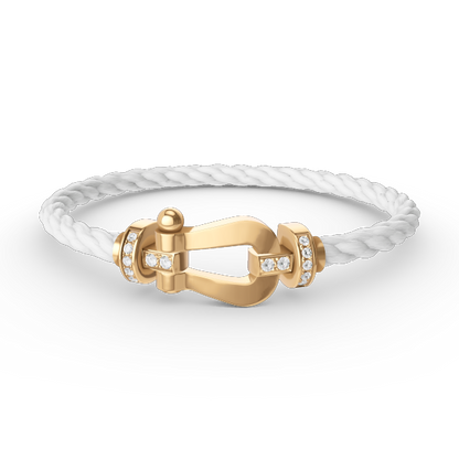 [LUCKY LOVE]FORCE LARGE HORSESHOE HALF DIAMOND BRACELET GOLD
