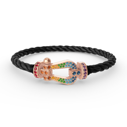 [LUCKY LOVE]FORCE LARGE HORSESHOE  COLORED DIAMOND BRACELET ROSE GOLD