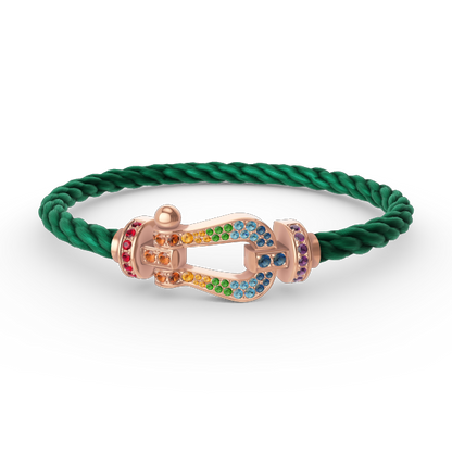 [LUCKY LOVE]FORCE LARGE HORSESHOE  COLORED DIAMOND BRACELET ROSE GOLD