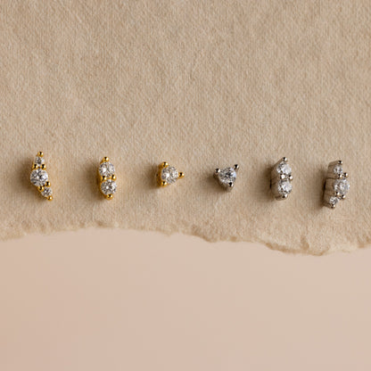 Tiny Diamond Flatback Studs Set