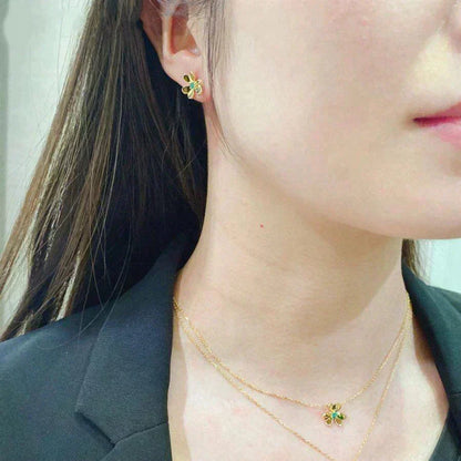 [LUCKY LOVE]FRIVOLE  FLOWER MALACHITE EARRINGS