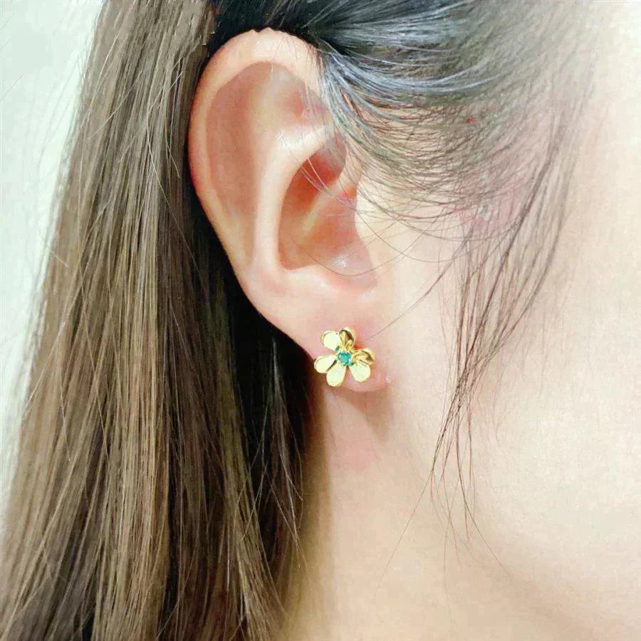 [LUCKY LOVE]FRIVOLE  FLOWER MALACHITE EARRINGS