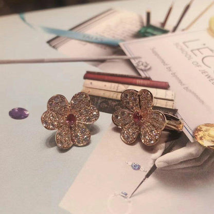 [LUCKY LOVE]FRIVOLE PINK GOLD FLOWER DIAMOND EARRINGS