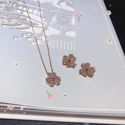 [LUCKY LOVE]FRIVOLE ROSE GOLD FLOWER DIAMOND NECKLACE