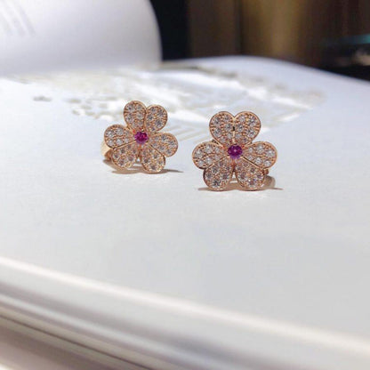 [LUCKY LOVE]FRIVOLE PINK GOLD FLOWER DIAMOND EARRINGS