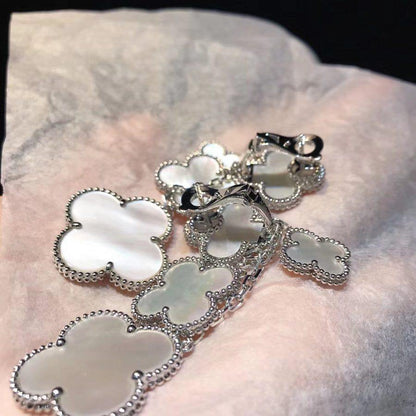 [LUCKY LOVE]CLOVER EARRINGS WHITE MOP 4 MOTIFS SILVER