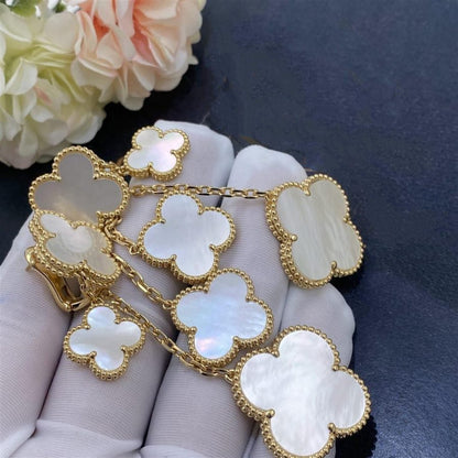 [LUCKY LOVE]CLOVER EARRINGS WHITE MOP 4 MOTIFS GOLD