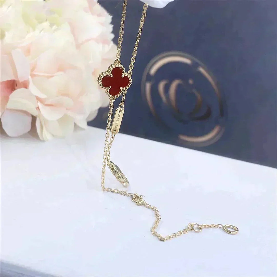[LUCKY LOVE]CLOVER  CARNELIAN SINGLE FLOWER BRACELET