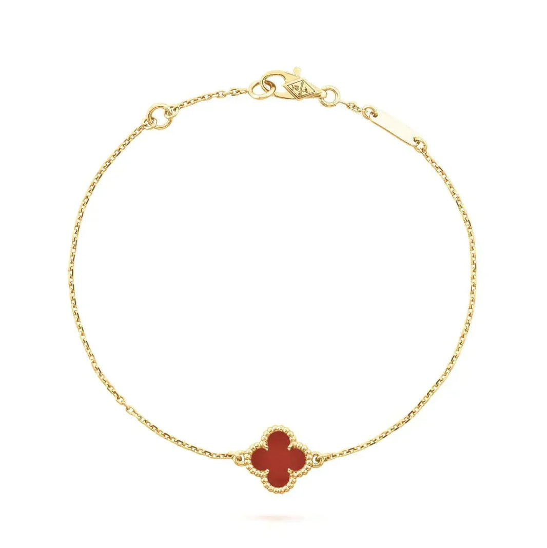 [LUCKY LOVE]CLOVER  CARNELIAN SINGLE FLOWER BRACELET