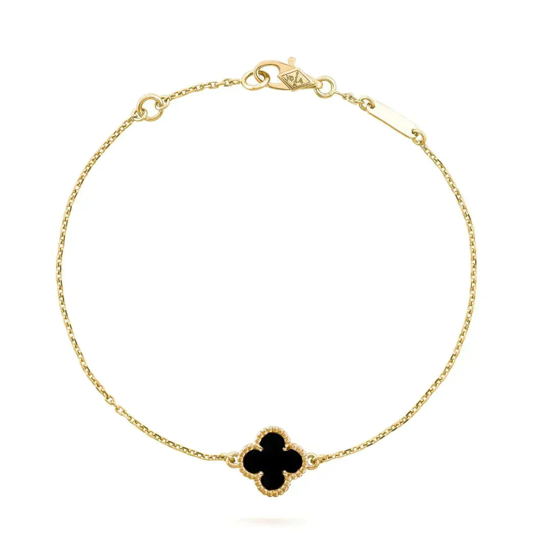 [LUCKY LOVE]CLOVER ONYX SINGLE FLOWER BRACELET