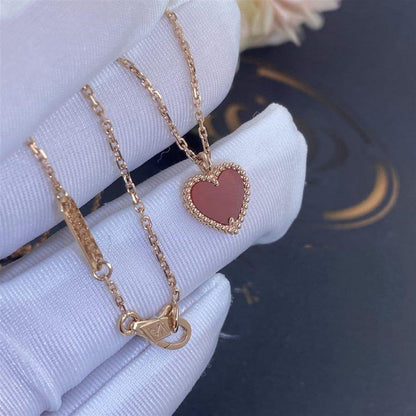 [LUCKY LOVE]SWEET CLOVER CARNELIAN HEART NECKLACE