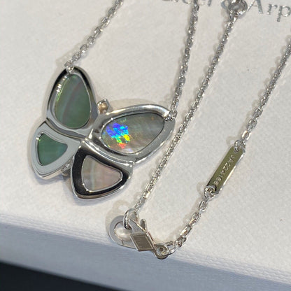 [LUCKY LOVE]LARGE BUTTERFLY SILVER PENDANT DIAMOND NECKLACE