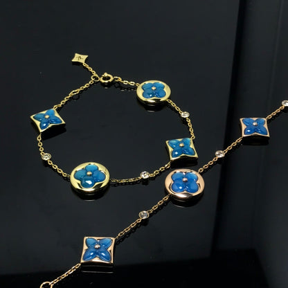 [LUCKY LOVE]STAR AND SUN 4 MOTIF BLUE BRACELET