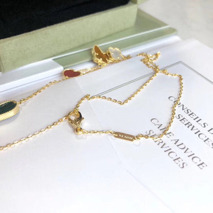 [LUCKY LOVE]LUCKY SPRING 4 MOTIFS ROSE GOLD NECKLACE