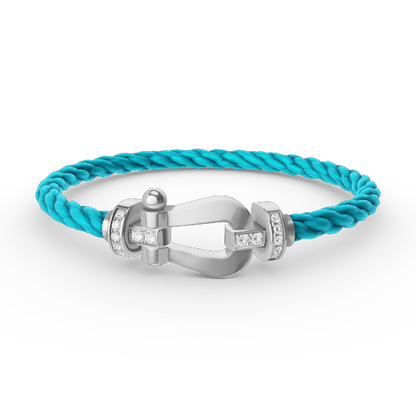 [LUCKY LOVE]FORCE LARGE HORSESHOE HALF DIAMOND BRACELET SILVER
