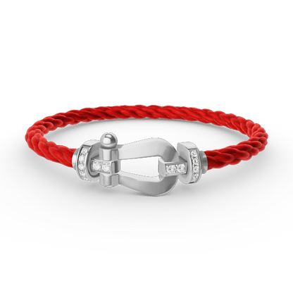 [LUCKY LOVE]FORCE LARGE HORSESHOE HALF DIAMOND BRACELET SILVER
