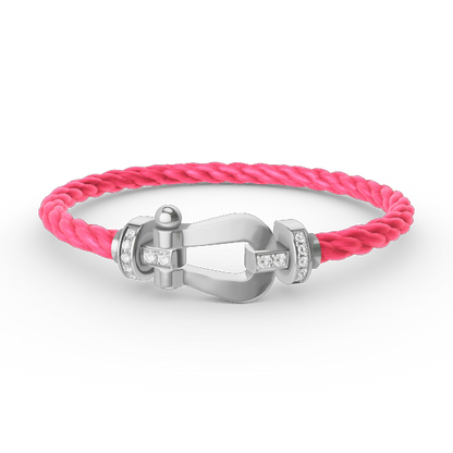 [LUCKY LOVE]FORCE LARGE HORSESHOE HALF DIAMOND BRACELET SILVER