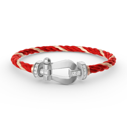 [LUCKY LOVE]FORCE LARGE HORSESHOE HALF DIAMOND BRACELET SILVER