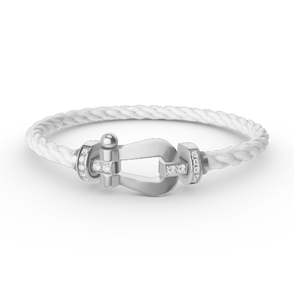 [LUCKY LOVE]FORCE LARGE HORSESHOE HALF DIAMOND BRACELET SILVER